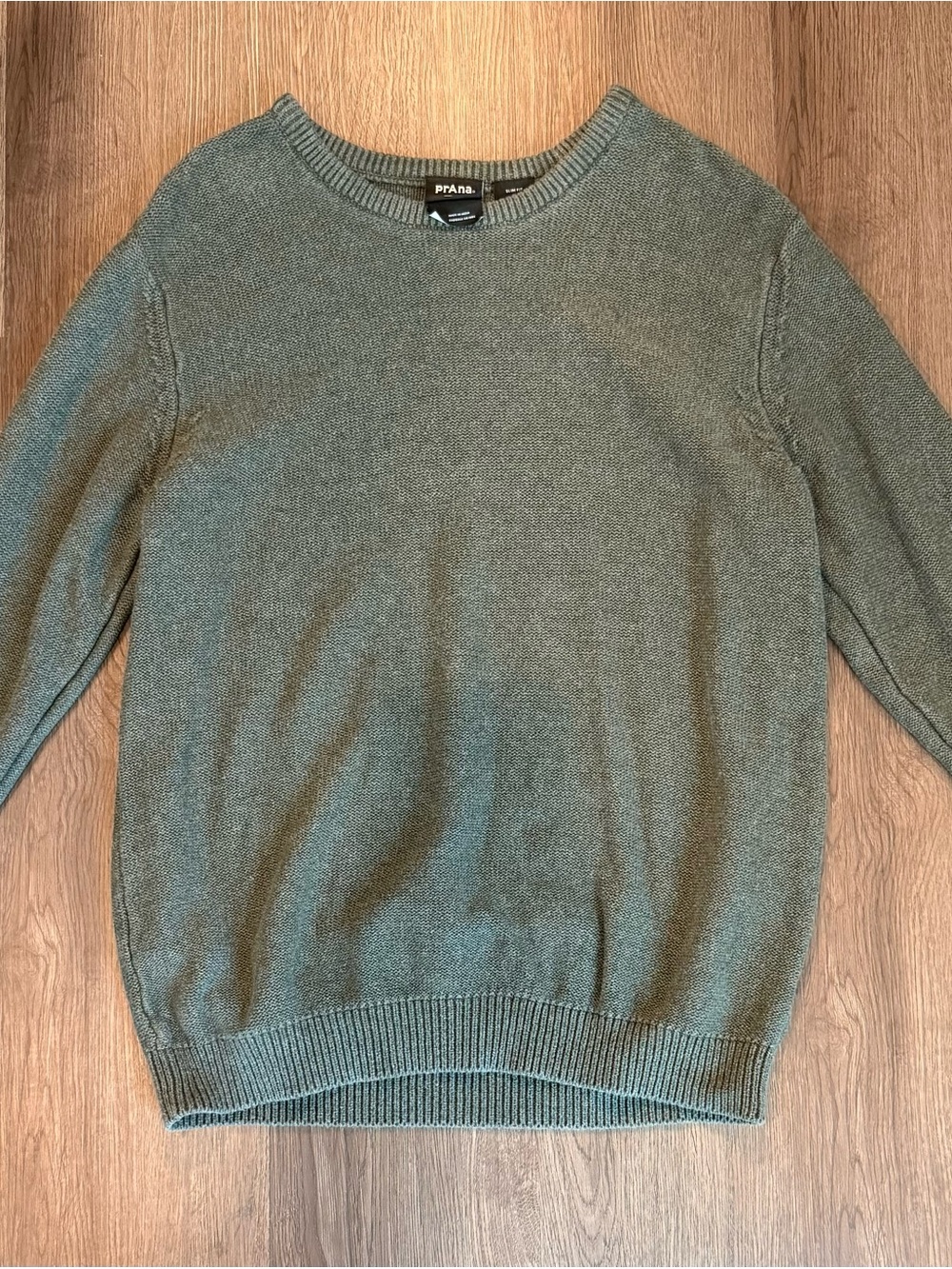 Prana Men’s North Loop Crewneck Slim Sweater in Green Backpacking